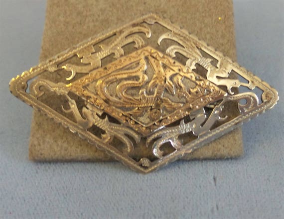 Brooch Vintage Sterling and Gold Brooch - image 1