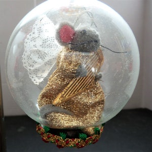 Christmas Balls Vintage Clear Christmas Balls with Decorated Mice
