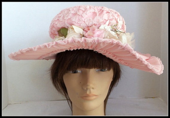 Vintage Hand Made Pink Picture Retro Hat