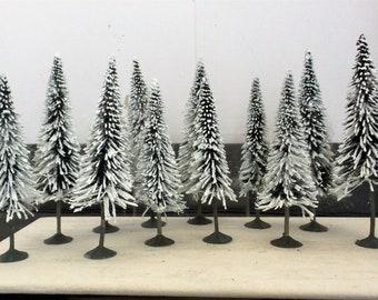Christmas Tree 16cm x2 Model Village Fairy Garden Train Set Snow Tipped Trees 