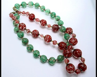 Necklace Unique Glass Beads Vintage Handmade