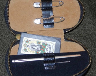 Sewing Kit Mini Vintage in Needlepoint Case Collectible