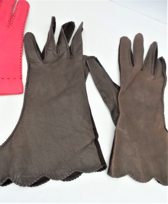 Pair of Ladies Vintage Leather Gloves - image 4