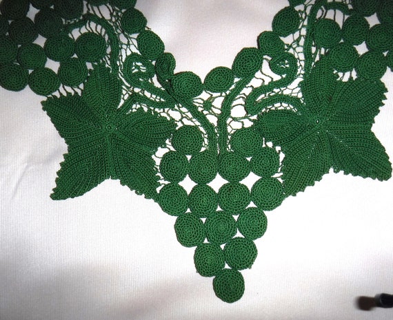 Collar Handmade Grape Design Olive Green - image 2