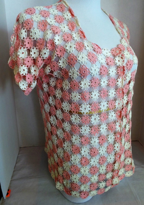 Hand Crochet Blouse Vintage  1940s