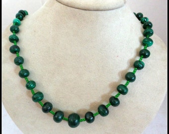 Necklace Vintage Malachite Beaded Necklace