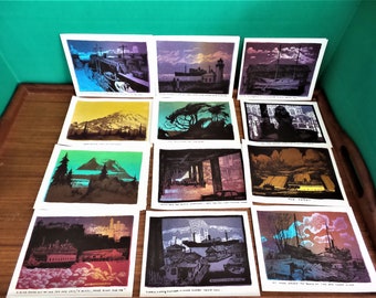 Cards Vintage Set of Hand Printed Cards by Bennett "The Fair City of Seattle"