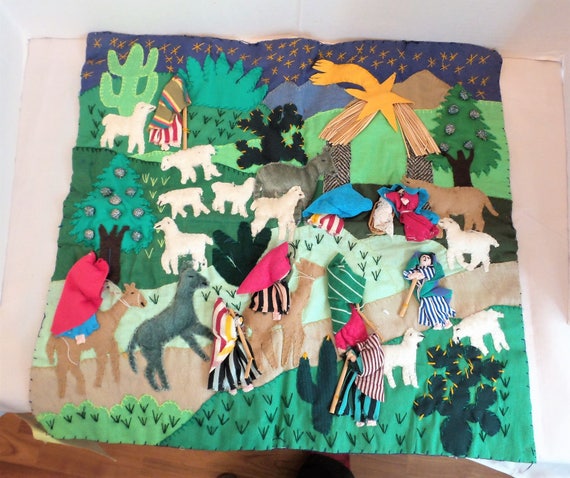 Arpillera Peruvian Christmas 3 D Wall Hanging Art Etsy