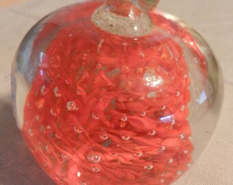 SALE Vintage Glass Apple Paper Weight