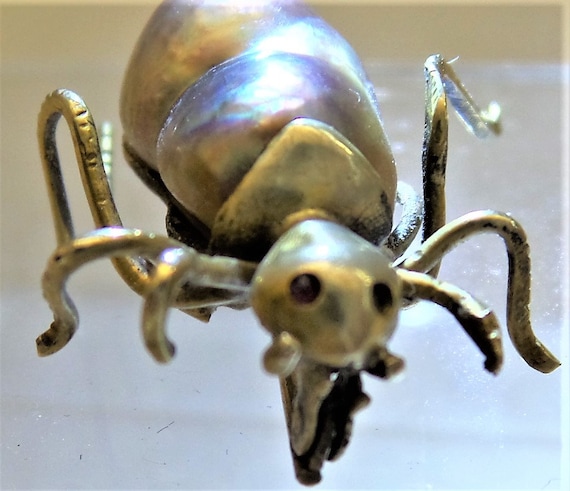 Vintage Baroque Pearl Spider Bug Pin - image 2