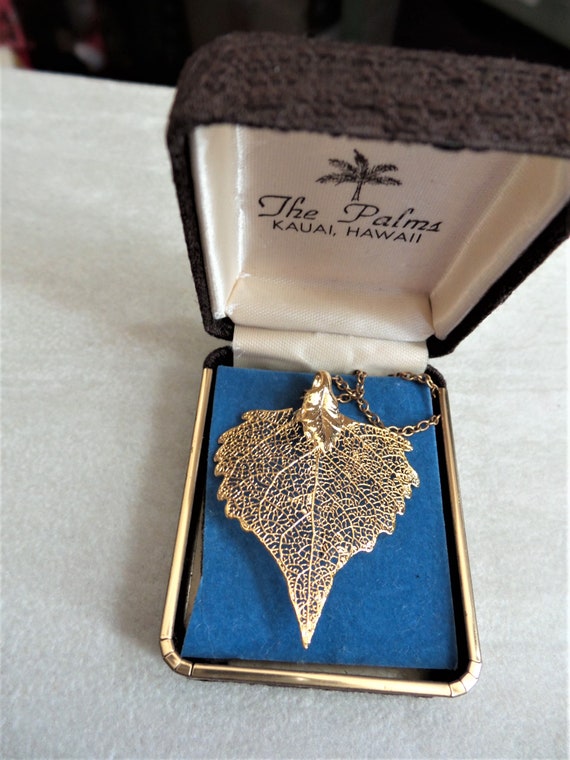 Necklace Vintage Leaf Dipped in Gold Wash - image 4