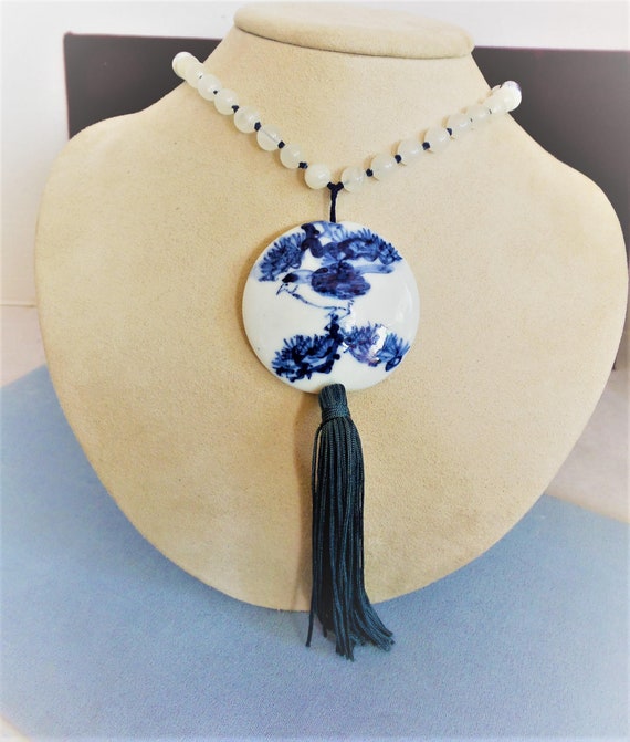 Necklace Vintage Asian Hand Painted Necklace