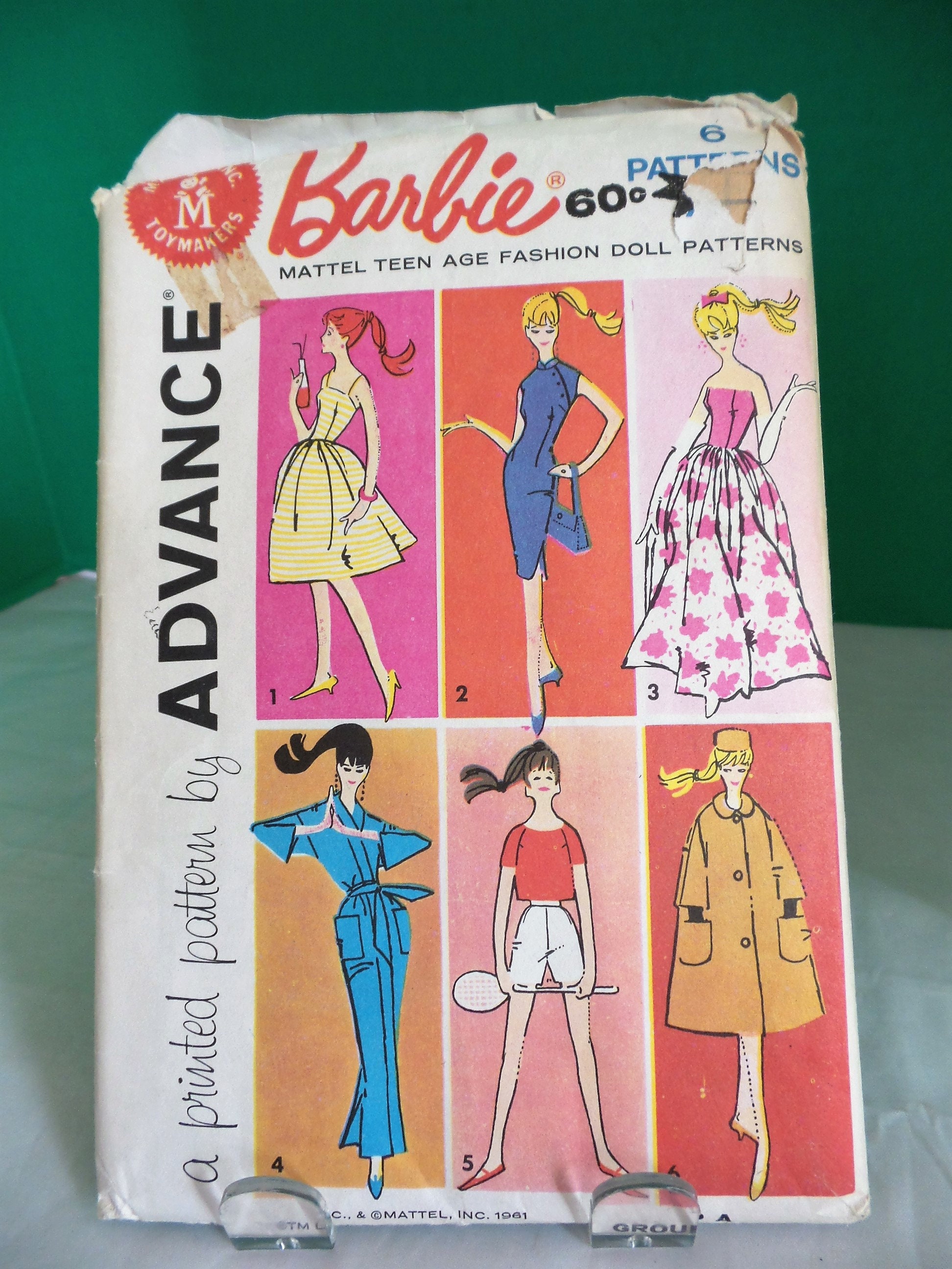Vintage 1961 Barbie Clothes Pattern Reproduction Advance 9938