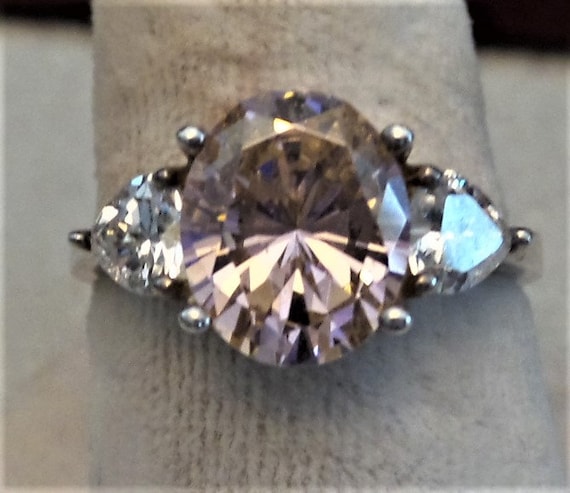 Ring Statement 925 Ring with CZ Stones Size 9 3/4 - image 2