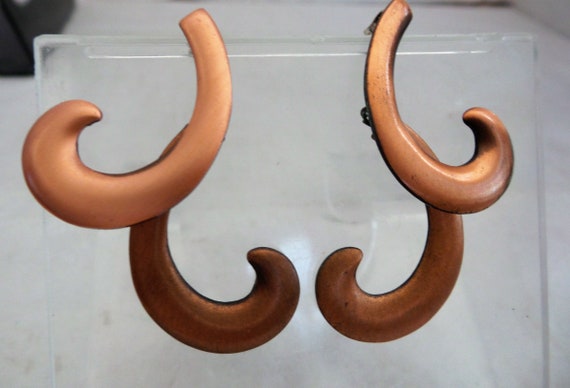 Dangling Copper Earrings: Pierced, Unique Shape - image 3