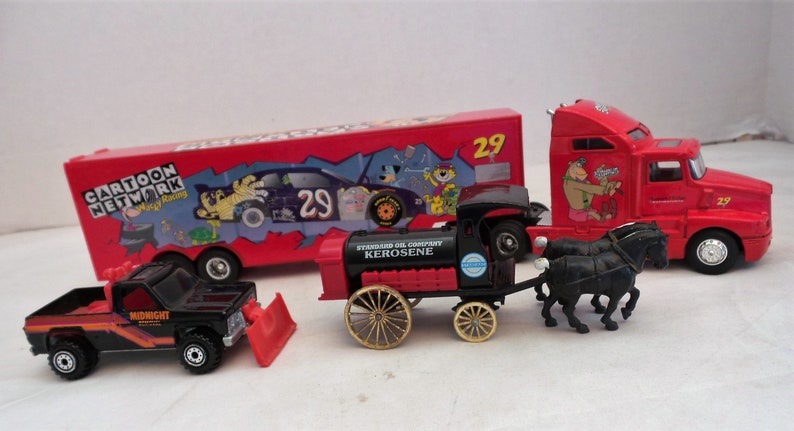 Toy Cartoon Network Truck,Standard Oil Kersosene Horse Drawn Tanker and Hotwheel Truck