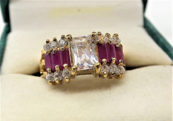 Ring Vintage Statement Ring with Simulated Ruby a… - image 2