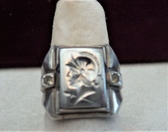 Ring Vintage Sterling Ring Knights Head Size 9 1/2 - image 4