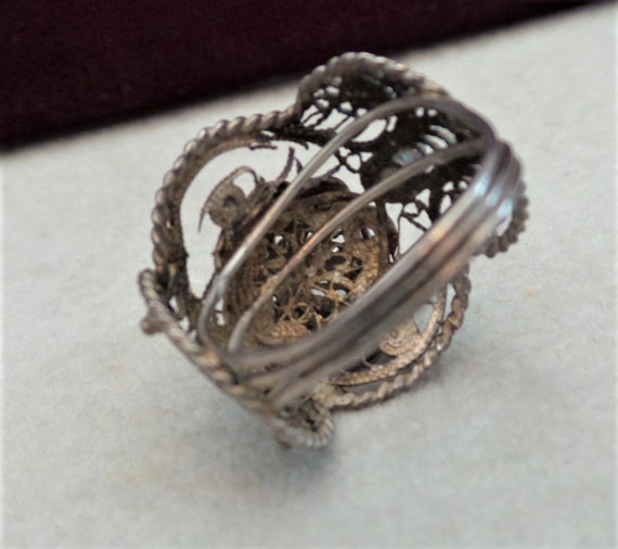 Vintage Statement Ring Persian Filigree with Turq… - image 5