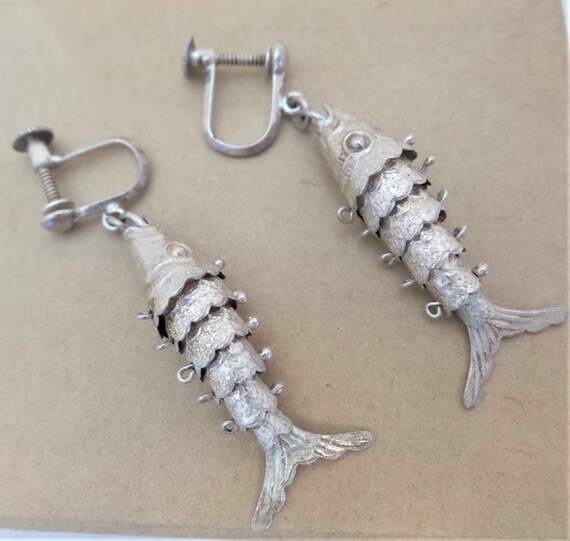 articulated fish earrings
