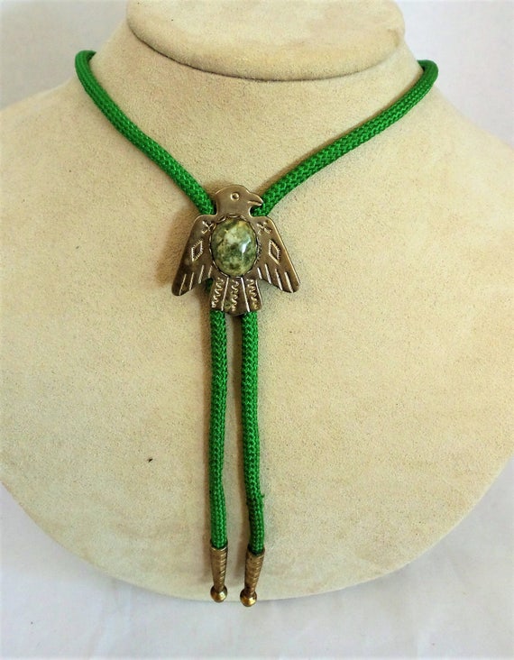 Necklace Vintage Native American Design Bolo Tie … - image 2