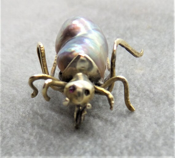 Vintage Baroque Pearl Spider Bug Pin - image 5