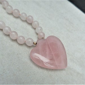 Necklace Vintage Rose Quartz, Pearl, Gold Necklace