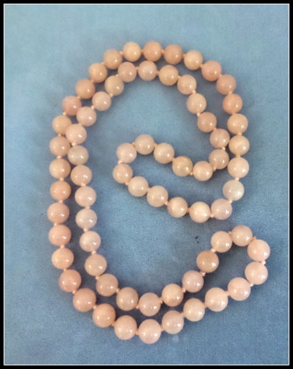 Rose Quartz Hand Knotted Beaded Necklace - image 1