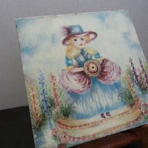 Vintage Hand Painted Victorian Girl on Porcelain Tile - Etsy