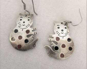 Earrings Vintage Mexican Sterling Cat Earrings