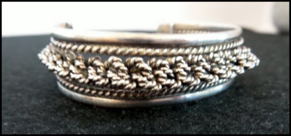 Bracelet Sterling Cuff Made in Mexico Vintage - image 4