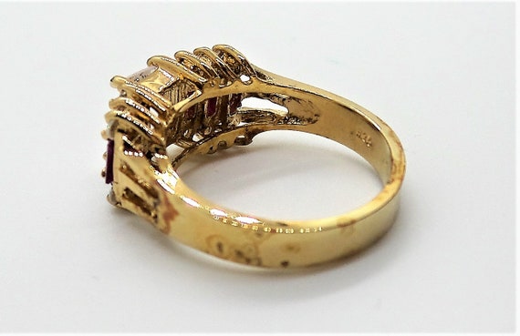 Ring Vintage Statement Ring with Simulated Ruby a… - image 6