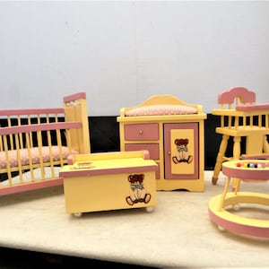 Vintage Dollhouse Miniature 5 Piece Nursery Set