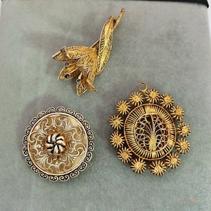 Brooch Lot of 3 Vintage Jewelry Filigree Brooches
