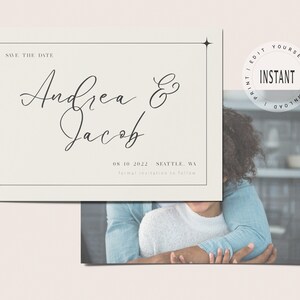 Minimalist Photo Save the Date Template: Canva Editable (Digital Download)