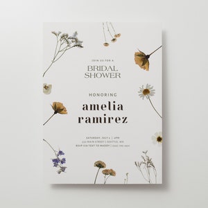 Floral Bridal Shower Invitation: Editable Canva Template (5x7in)