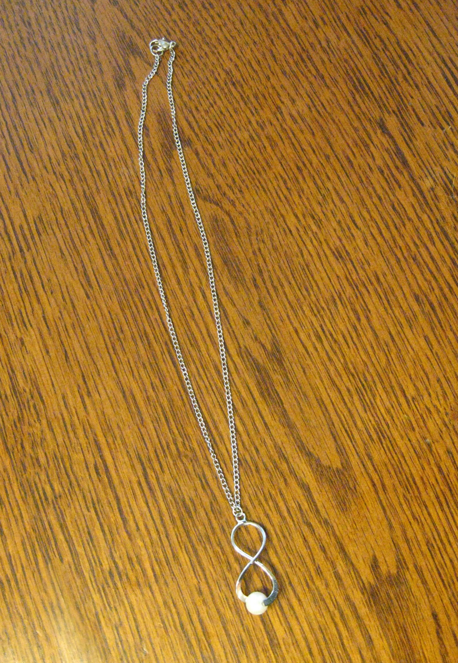 Infinity Pearl Necklace Charm Silver Plated Necklace With Etsy