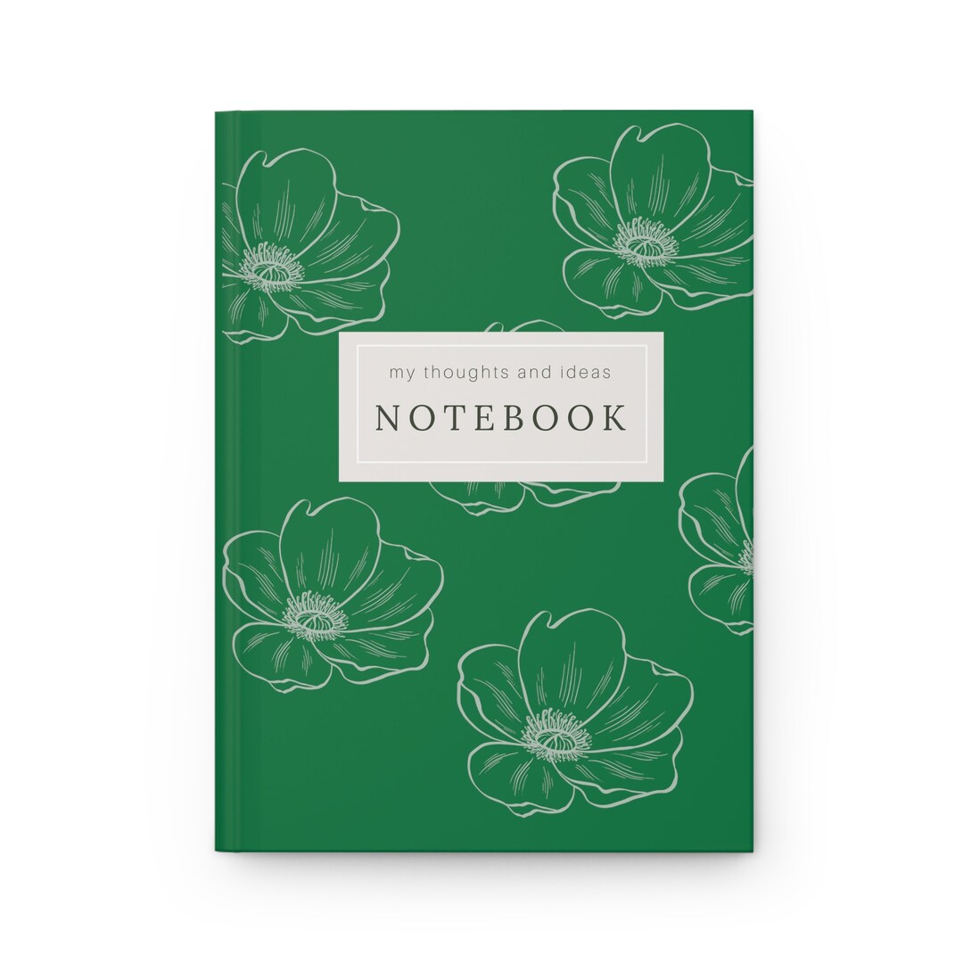 Thoughts and Ideas Green Hardcover Notebook Matte Etsy