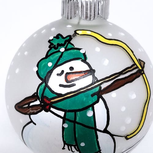 Personalized Hand painted Archery - Bow Hunter Christmas Ornament - Hunting Ornament - Bow and Arrow Ornament - First Hunt Ornament Custom