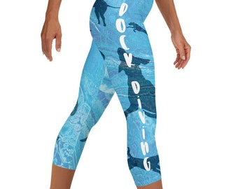 Dock Diving Capri Leggings - Dock Dog Capri Pants - Dock Dog Diver Pants - Dock Diving Dog Yoga Capris - Custom Dock Diving Capris - Splash