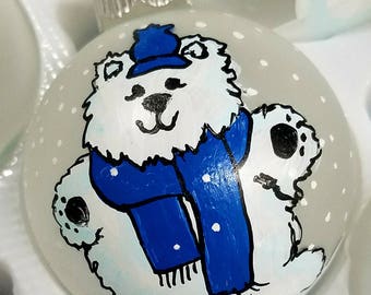 Polar Bear Personalized Hand-Painted Christmas Ornament