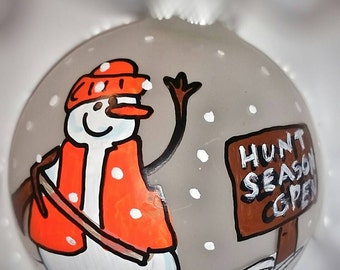 Hunter Christmas Ornament Personalized -  Hand-painted Custom Duck Deer Hunting - First Hunting trip - Bow Hunting - Gun Hunting