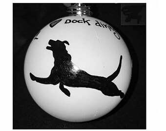 Personalized Dock Diving Dog Christmas Ornament - Dock Diving Lab Whippet - Commemorative or Memorial Ornament - Hand painted Custom