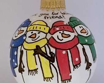 Best Friends Ornament - Co-worker - Friendship - Snowman Christmas Bulb - Family Ornament - Custom Ornament