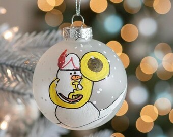 Personalized Sousaphone Player Hand Painted Christmas Ornament - Custom Hand Painted Ornament - Tuba Player Ornament - Sousaphone Player