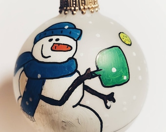 Personalized Pickleball Ornament - Pickleball Ornament Christmas - Snowman - Gift for Pickleball Player - Badmitten Ornament
