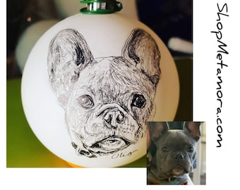 Dog Portrait Ornament - Personalized Dog Ornament -  Pet Memorial Ornament - Custom Dog Ornament - Painted Dog Ornament - Portrait Ornament