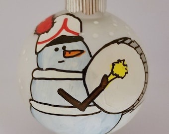 Hand-painted Personalized Marching Band Drummer Christmas Ornament, Custom Band Gift, Drum Set Ball, High School Bass Drum Gift