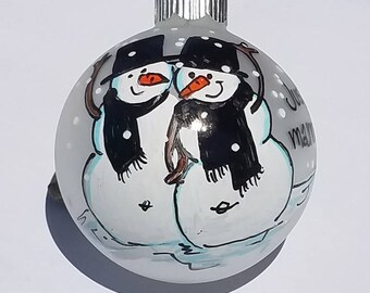 Personalized Gay Wedding  Ornament - Custom Marriage Personalized Ornament - Hand-Painted Wedding Gift- 1st - Mr & Mr - 1st Christmas