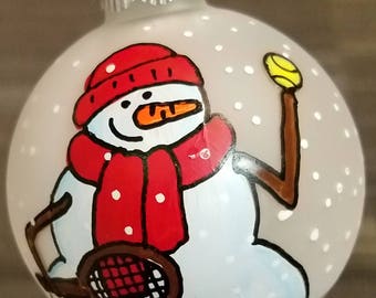 Personalized Tennis Ornament - Hand Painted Custom Tennis Ornament - High School Tennis Team -  Tennis Coach Ornament - High School gift